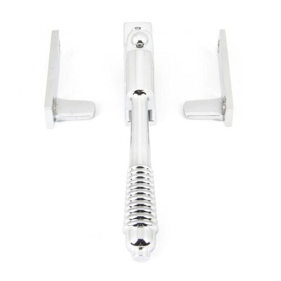 Night Vent Locking Reeded Casement Fastener - Polished Chrome