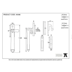 Blacksmith Pewter Patina Locking Avon Casement Fastener