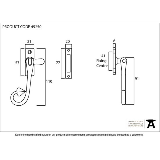 Blacksmith Pewter Patina Shropshire Casement Fastener