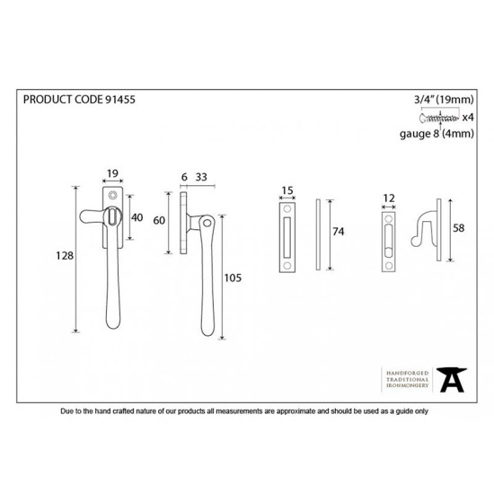 Locking Newbury Casement Fastener - Polished Nickel