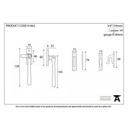 Locking Newbury Casement Fastener - Aged Bronze