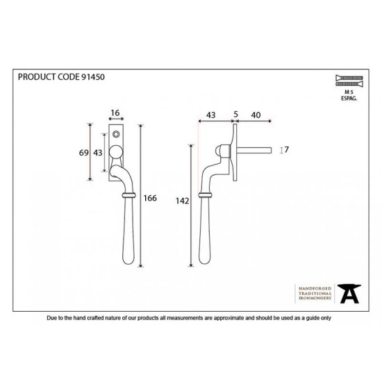 Newbury Espagnolette Casement Fastener - Polished Chrome