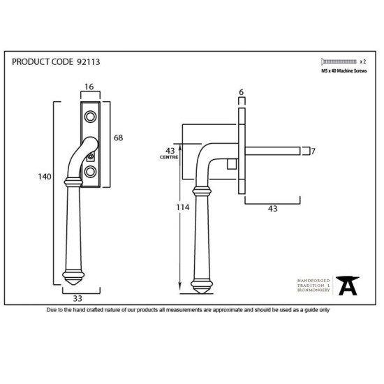 Traditional Blacksmith Regency Espagnolette Casement Fastener