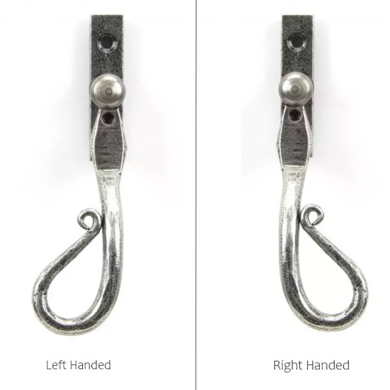 Blacksmith Pewter Patina Lockable Espagnolette Shepherd's Crook Fastener with Slim Fixing Plate