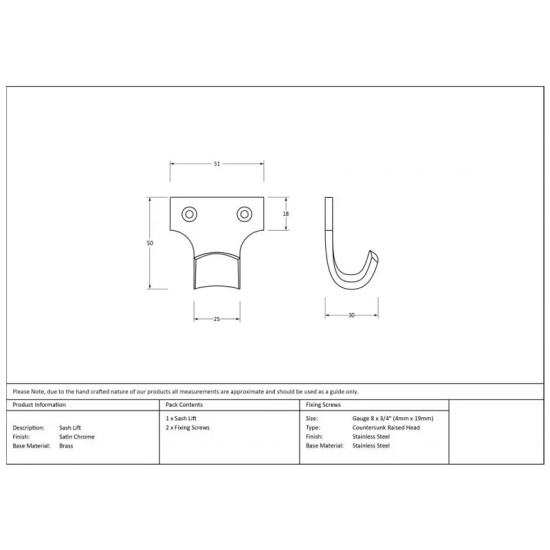 Satin Chrome Sash Lift