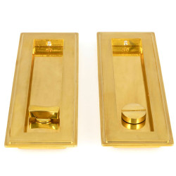 Art Deco Rectangular Pull Privacy Set - Polished Brass