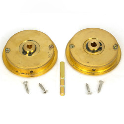 Art Deco Round Pull Privacy Set - Polished Brass
