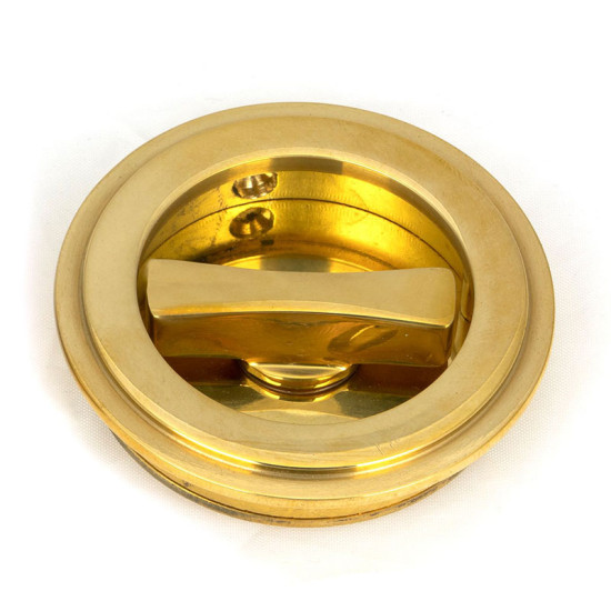 Art Deco Round Pull Privacy Set - Polished Brass