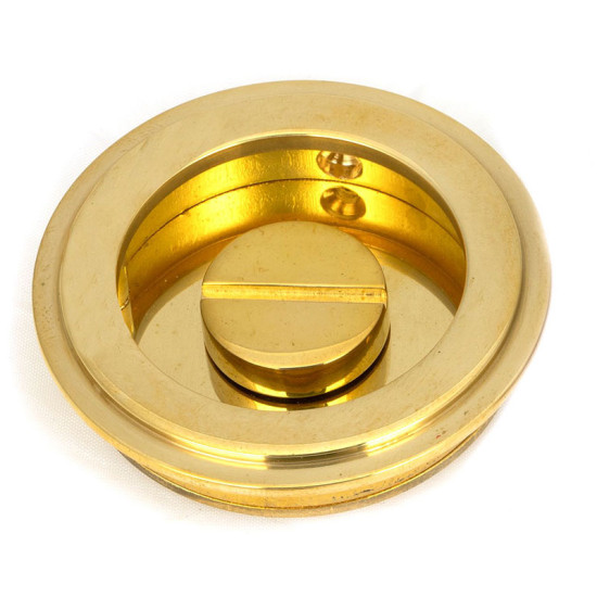 Art Deco Round Pull Privacy Set - Polished Brass