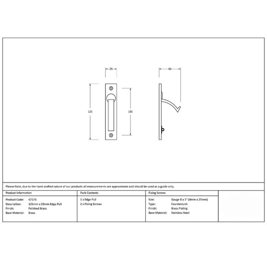 Edge Pull - Polished Brass