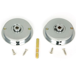Art Deco Round Pull Privacy Set - Polished Chrome
