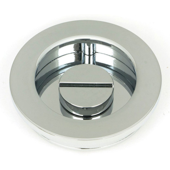 Plain Round Pull Privacy Set - Polished Chrome