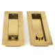 Plain Rectangular Pull Privacy Set - Aged Brass