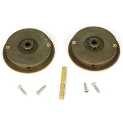 Art Deco Round Pull Privacy Set - Aged Brass