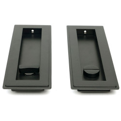 Art Deco Rectangular Pull Privacy Set - Aged Bronze