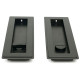 Art Deco Rectangular Pull Privacy Set - Aged Bronze