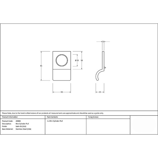 Rustic Cylinder Latch Cover - Satin Marine Stainless Steel