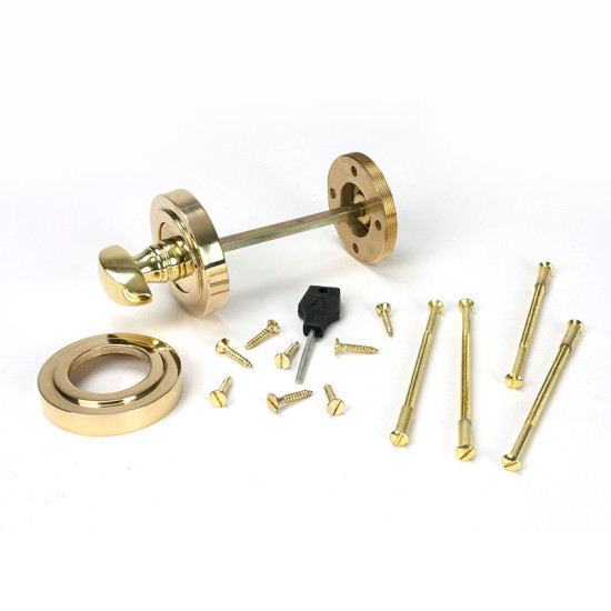 Polished Brass Art Deco Bathroom Thumbturn Set
