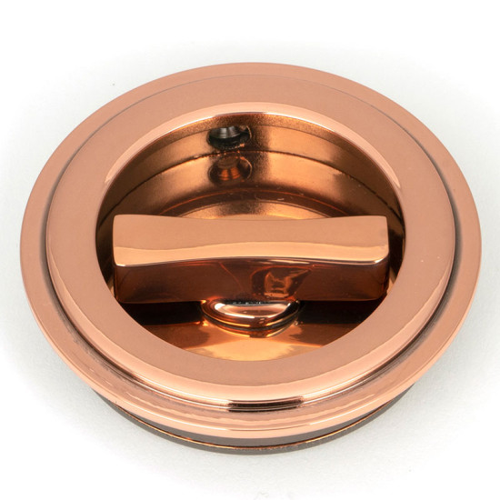 Art Deco Round Pull Privacy Set - Polished Bronze