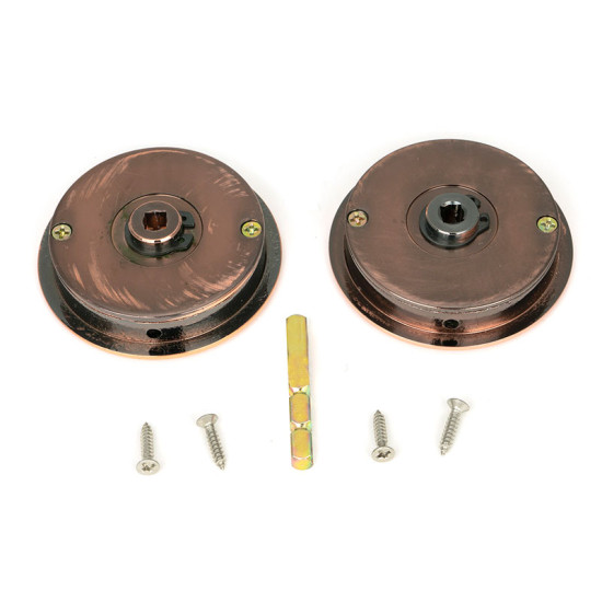 Art Deco Round Pull Privacy Set - Polished Bronze