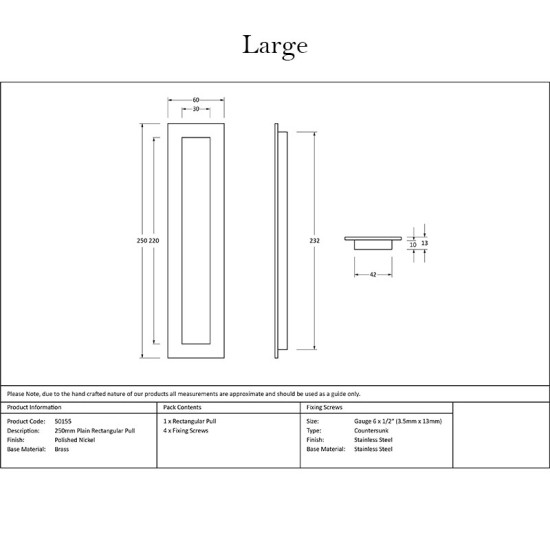 Plain Rectangular Pull - Polished Nickel