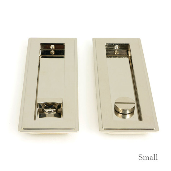 Art Deco Rectangular Pull Privacy Set - Polished Nickel