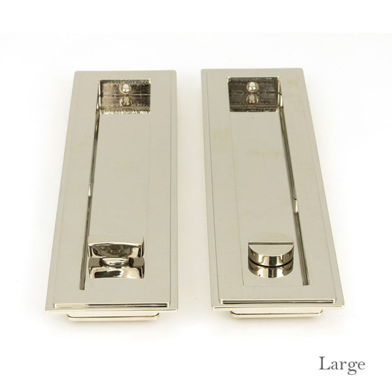 Art Deco Rectangular Pull Privacy Set - Polished Nickel