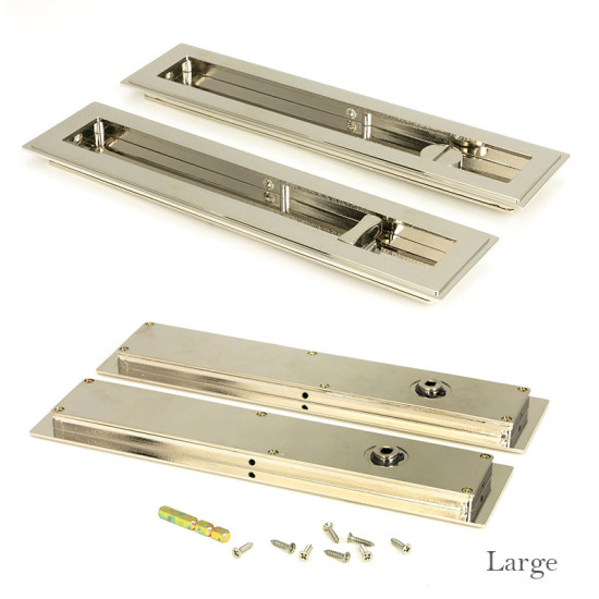 Art Deco Rectangular Pull Privacy Set - Polished Nickel