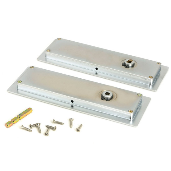 Art Deco Rectangular Pull Privacy Set - Satin Chrome