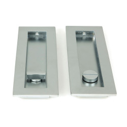 Plain Rectangular Pull Privacy Set - Satin Chrome