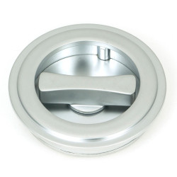 Art Deco Round Pull Privacy Set - Satin Chrome