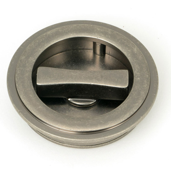 Blacksmith Pewter Patina Art Deco Round Pull Privacy Set