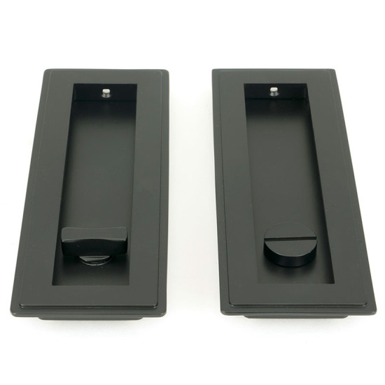 Art Deco Rectangular Pull Privacy Set - Matt Black