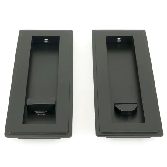 Art Deco Rectangular Pull Privacy Set - Matt Black