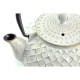 Japanese Cast Iron Tea Pot For One - Ivory and Gold