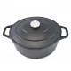 Matt Black Enamelled Oval Cast Iron Casserole Cooking Pot