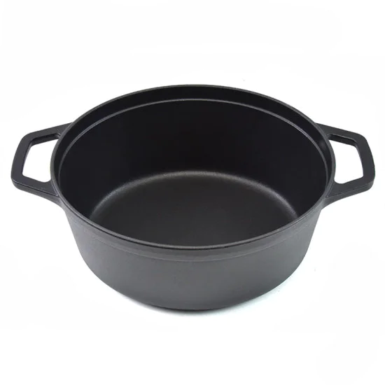 Matt Black Enamelled Oval Cast Iron Casserole Cooking Pot