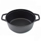 Matt Black Enamelled Oval Cast Iron Casserole Cooking Pot