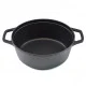 Matt Black Enamelled Oval Cast Iron Casserole Cooking Pot