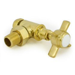 Westminster Crosshead Manual Angled Radiator Valves - Unlacquered Brass