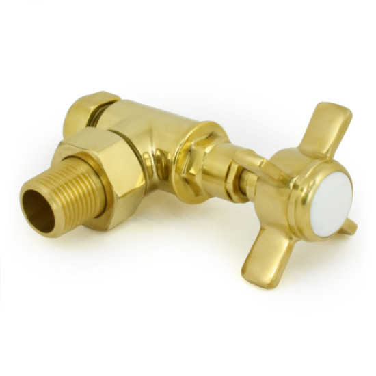 Westminster Crosshead Manual Angled Radiator Valves - Unlacquered Brass
