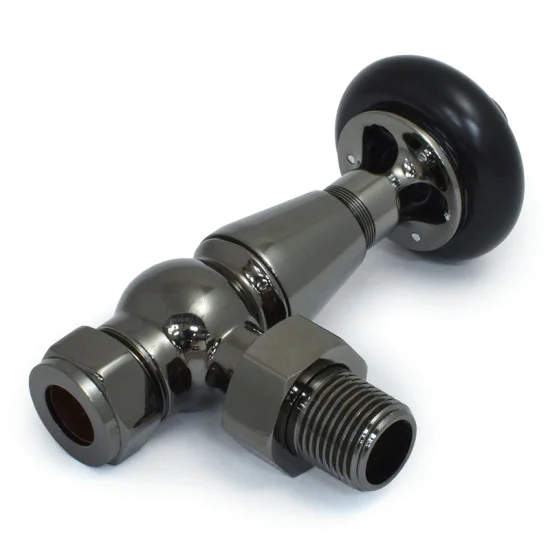 Faringdon Thermostatic Radiator Valve - Black Nickel Angled TRV