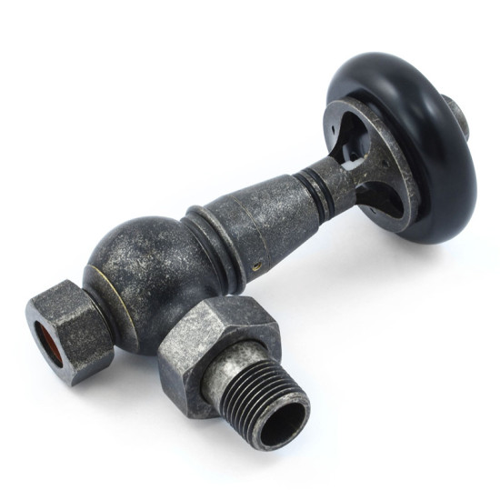 Amberley Thermostatic Radiator Valves - Pewter Angled TRV