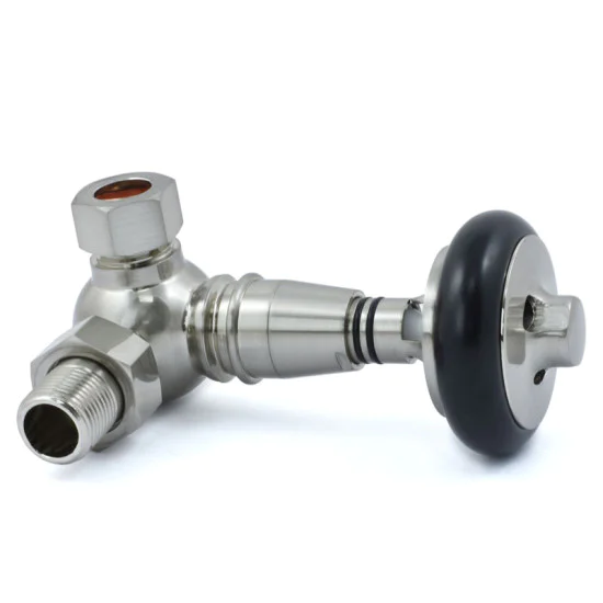 Amberley Thermostatic Radiator Valves - Satin Nickel Corner TRV