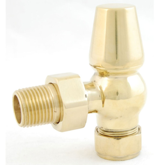 Faringdon Thermostatic Radiator Valve - Unlacquered Brass Angled TRV