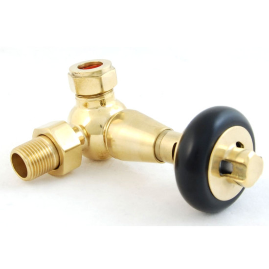 Faringdon Thermostatic Radiator Valve - Unlacquered Brass CORNER TRV