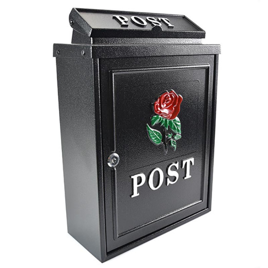 Red Rose Wall Mounted Post Box