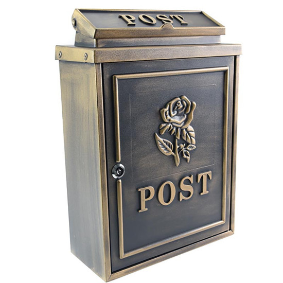 Rose Wall Mounted Post Box - Bronze Finish