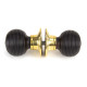 Cottage Ebony Knob Set with Polished Brass Roses