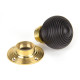Cottage Ebony Knob Set with Polished Brass Roses